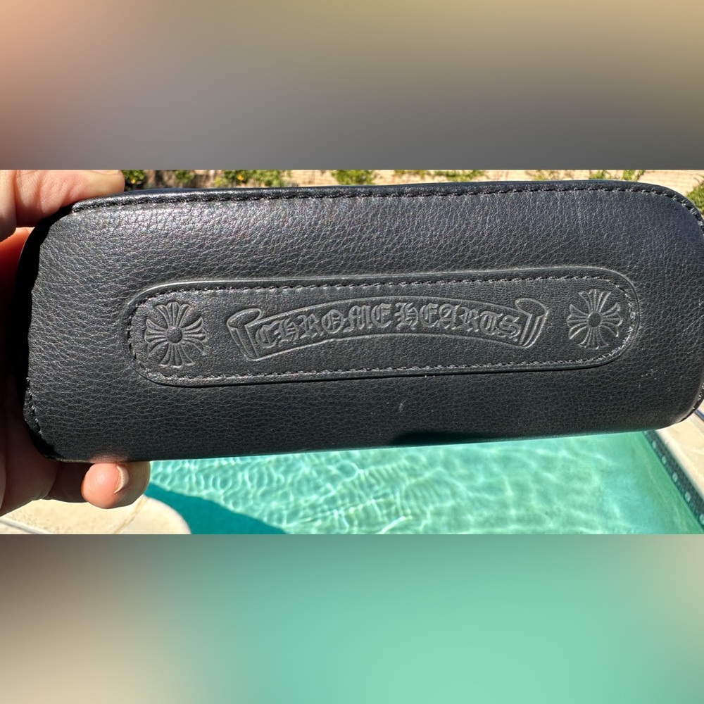 CHROME HEARTS - black leather glasses case. Excellent condition.